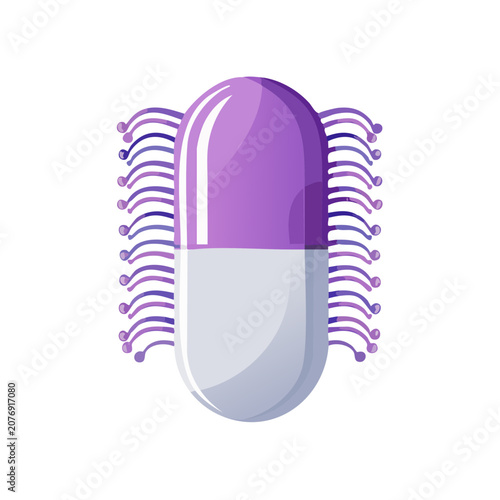 Purple pill with cilia illustration