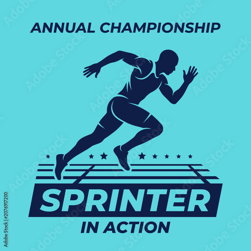 Dynamic Sprinter In Action Athletic Competition Silhouette Logo Design