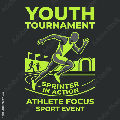 Dynamic Sprinter In Action At Youth Athletic Tournament Event Graphic Design