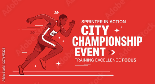 Dynamic Sprinter In Action City Championship Event Focused On Training Excellence