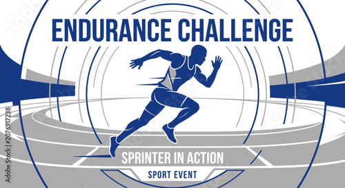 Dynamic Sprinter In Action Endurance Challenge Sport Event Graphic Design