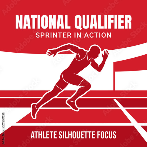 Dynamic Sprinter In Action National Qualifier Athlete Silhouette Focus