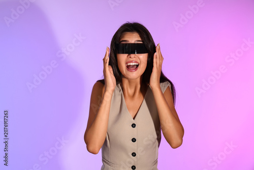 Shocked young businesswoman...