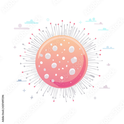 Abstract radiating sphere with dots and lines vector illustration