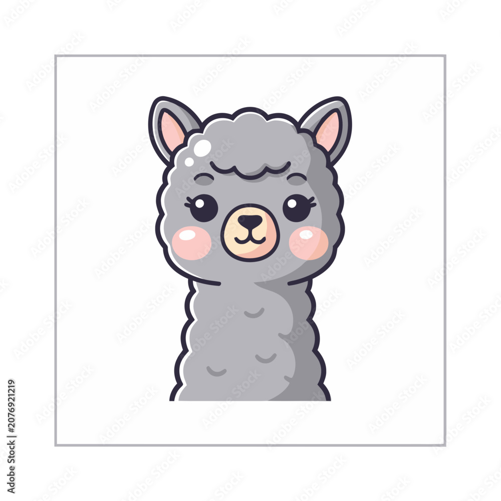 Obraz premium Cute cartoon alpaca vector illustration