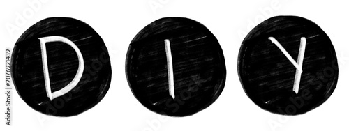 Canvastavla Black and white dinner sign with bold letters on wall isolated illustration