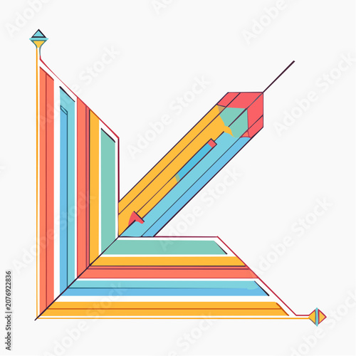Abstract Geometric Design with Colorful Stripes and Arrows