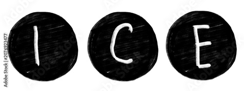 Fényképezés Ice cubes letters spelling word ice on black background isolated illustration