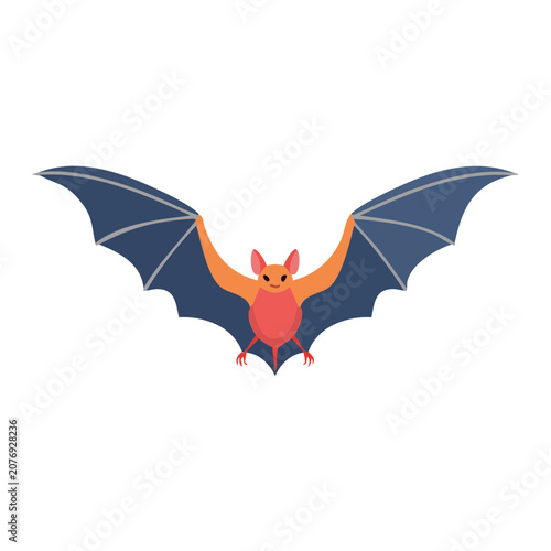 Flat illustration of a bat with outstretched wings