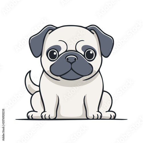 Cute pug dog cartoon vector illustration