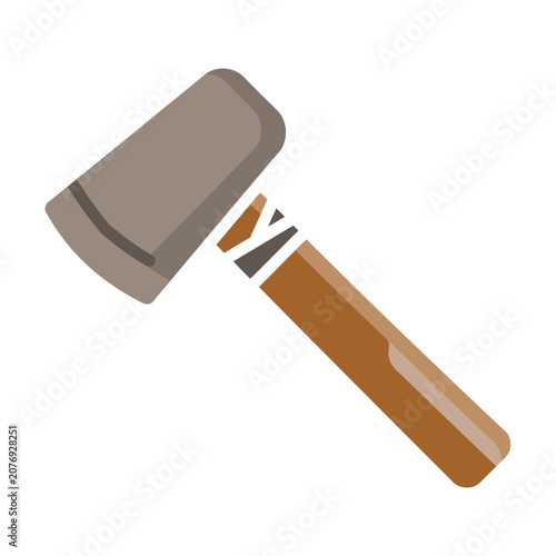 Flat illustration of a hammer with wooden handle