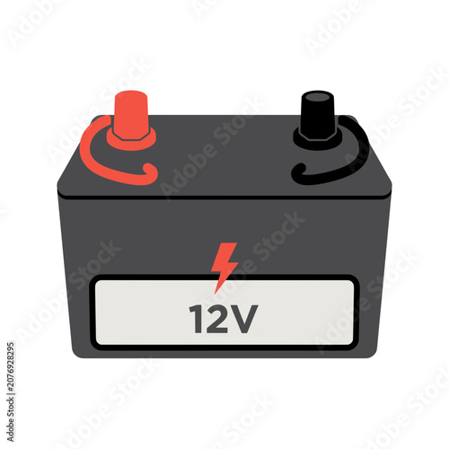 12V Car Battery Vector Icon