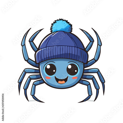 Cute Blue Crab Wearing Winter Beanie