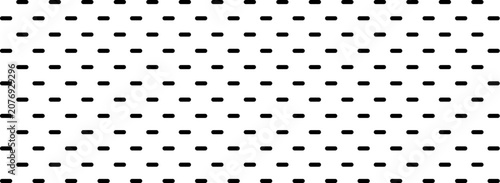 Bild auf Leinwand Seamless pattern of horizontal black dashes arranged in a staggered grid on a pl
