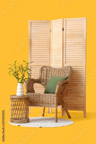 Table with bamboo stems in ...