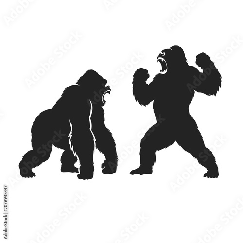 Photography Gorilla Silhouette Collection in Different Poses Illustration