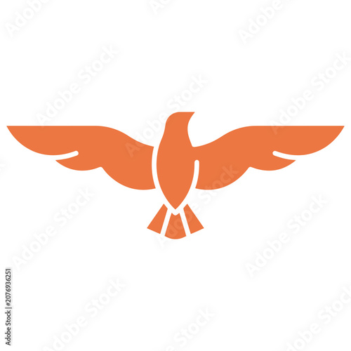 Orange bird silhouette vector icon