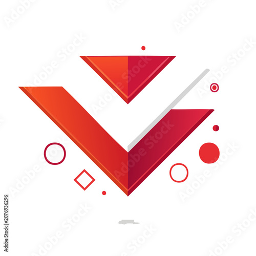 Red and orange checkmark vector icon