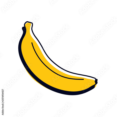 Yellow banana flat vector illustration
