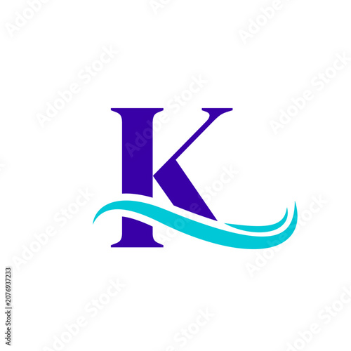 K Alphabet Sea Wave Logo Design