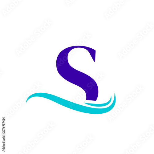 S Alphabet Sea Wave Logo Design
