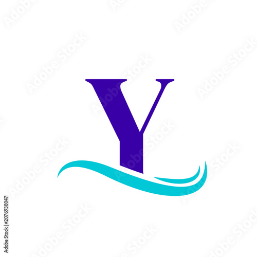Y Alphabet Sea Wave Logo Design