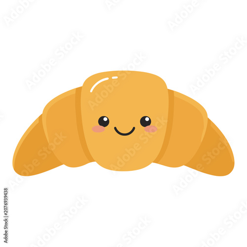 Smiling croissant character vector illustration