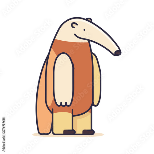 Flat vector illustration of an anteater