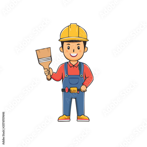 Flat vector illustration of construction worker