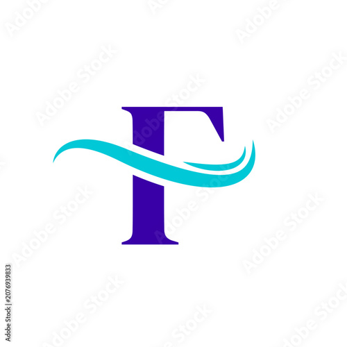 F Alphabet Sea Wave Logo Design
