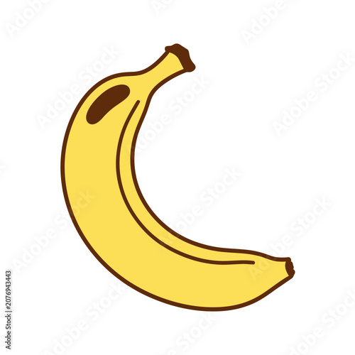 Yellow banana flat vector illustration