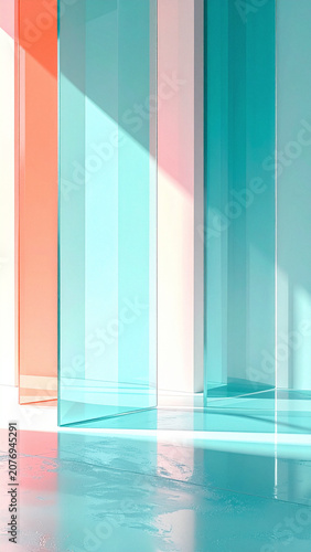 Abstract frosted glass background with translucent layered panels