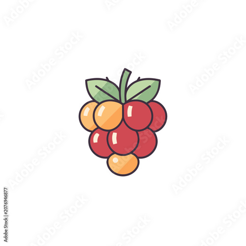 Flat illustration of a grape cluster with leaves
