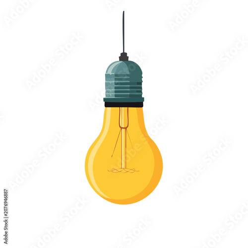 Flat illustration of a hanging light bulb with filament