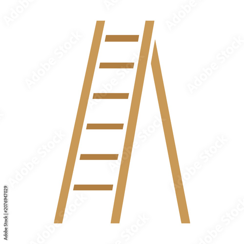 Flat vector icon of a wooden ladder