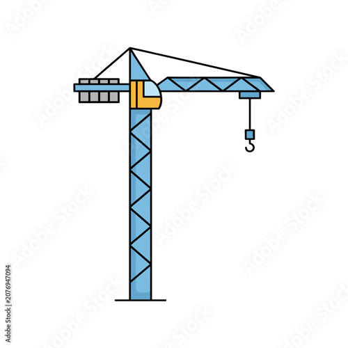Flat Vector Illustration of a Tower Crane