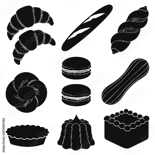  Assorted stylized baked pastries and desserts