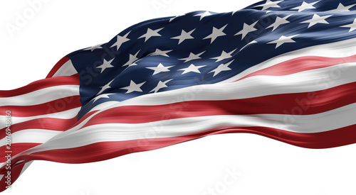 Foto American flag flowing isolated on transparent background design for 4th of july