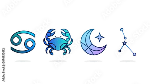 Zodiac cancer symbols astrological signs and constellation iconography