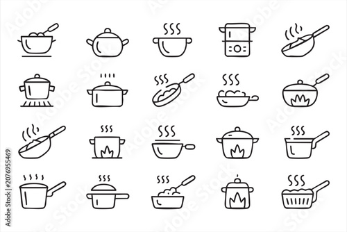 Принти на полотні Editable Kitchen Cookware Vector Icons for Food Preparation and Restaurant Desig