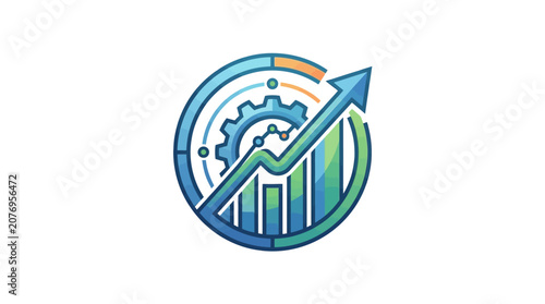 Gear with arrow graph growth.