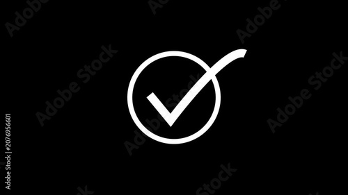White Checkmark Symbol on Black Background Confirmation Tick check mark tick mark