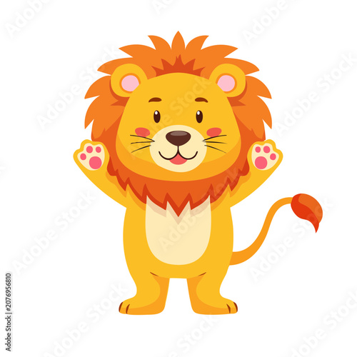 Cute cartoon lion character illustration