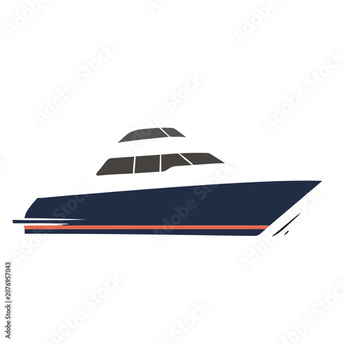 Flat vector illustration of a luxury yacht side view