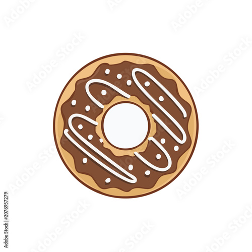 Chocolate Glazed Donut with White Drizzle and Sprinkles