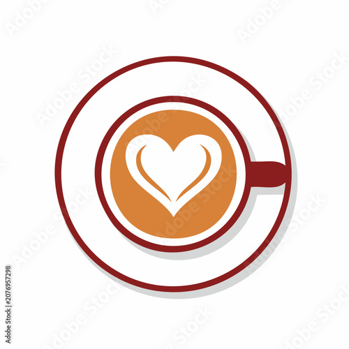 Coffee Cup with Heart Latte Art