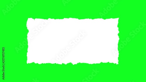 Green screen white torn paper background texture overlay template for chroma key compositing white paper