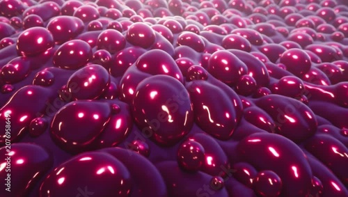 Abstract Glossy Magenta Fluid Bubbles and Organic Spheres
