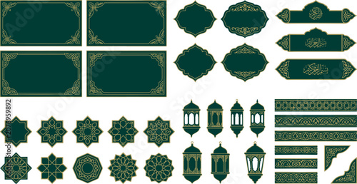 Foto Decorative islamic art elements collection including frames lanterns and ornate