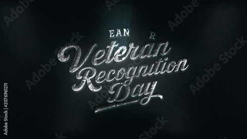 Korean Veteran Recognition Day 3D Chrome Text Animation with Cinematic Light Reveal